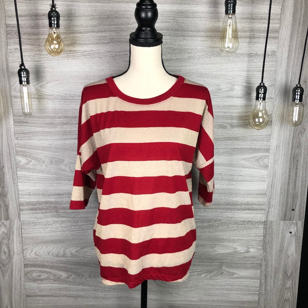 Metaphor Red Gold Stripe Shirt Size Small